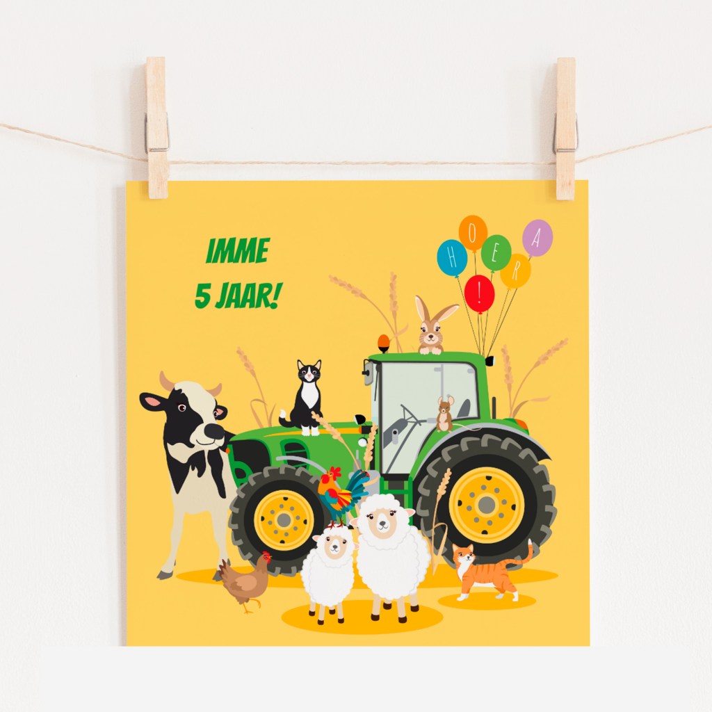 KIND verjaardagskaartje boerderij dieren ontwerp door lindy kaartje2go